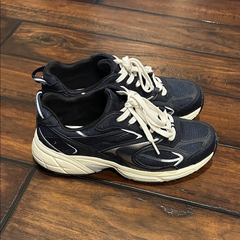 Like New H&M Dark Blue and Cream Sneakers